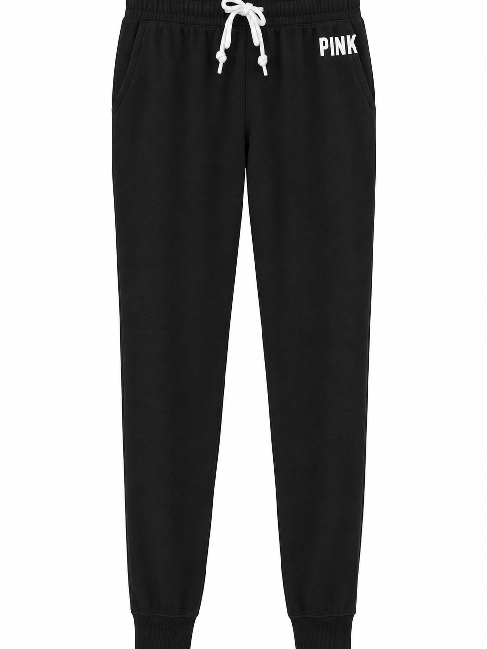 PINK Victoria's Secret Black Men's Jogger Sweatpants with White Drawstring